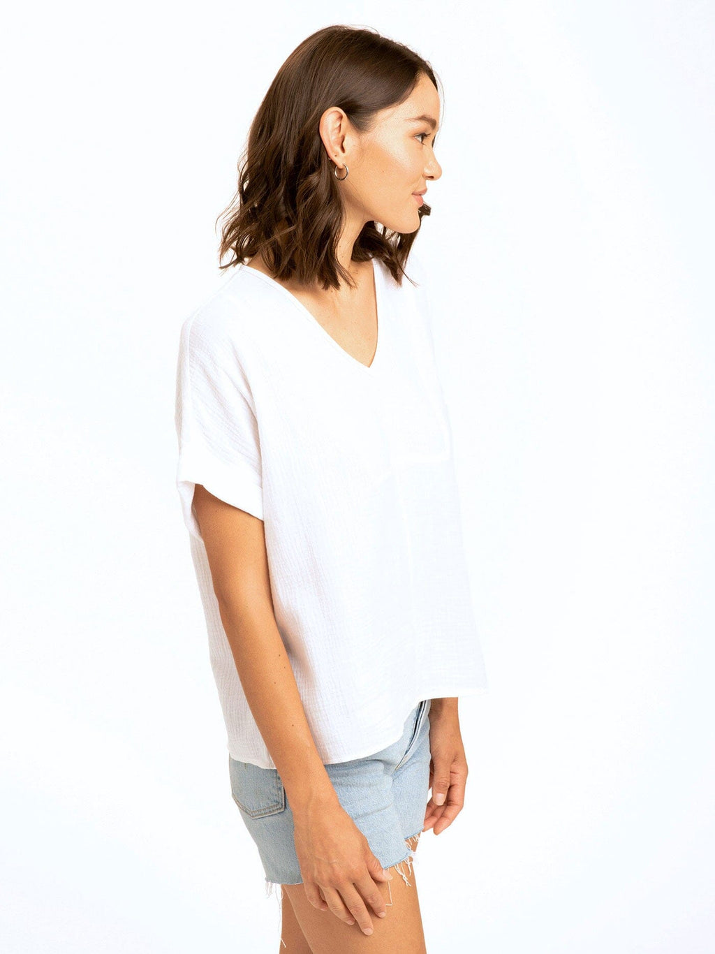 Honora Gauze V-Neck Top